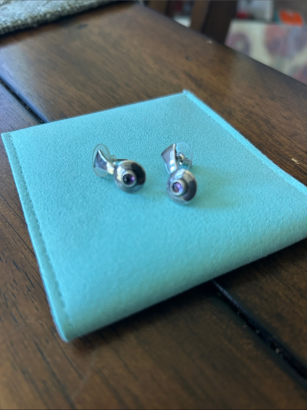 Sterling Silver Stud Earrings with Purple Accent by Silpada